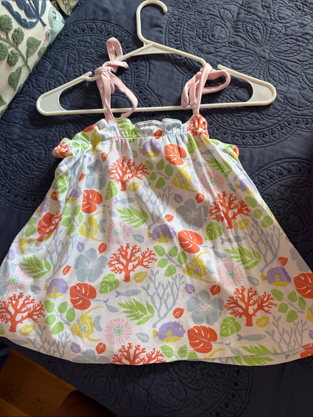 The Beaufort Bonnet CompanGirl's Sleeveless Summer Top with Coral & Floral Print
